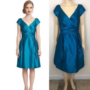 Alfred Sung Taffeta Pleated Midnight Sleeveless Navy Elegant Cocktail Dress 12